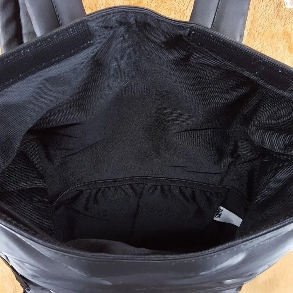 RAINS Unisex Black Bator Puffer Backpack Waterproof Padded Laptop Pocket
